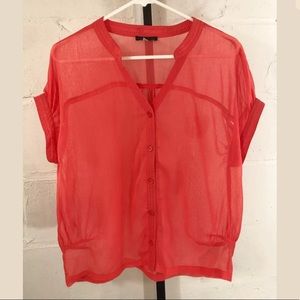 Willi Smith Sheer Blouse Orange Coral